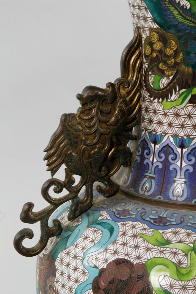 Pair of Chinese Cloisonné Vases Pair of vases, China, Republic period, cloisonné over copper, - Image 6 of 10