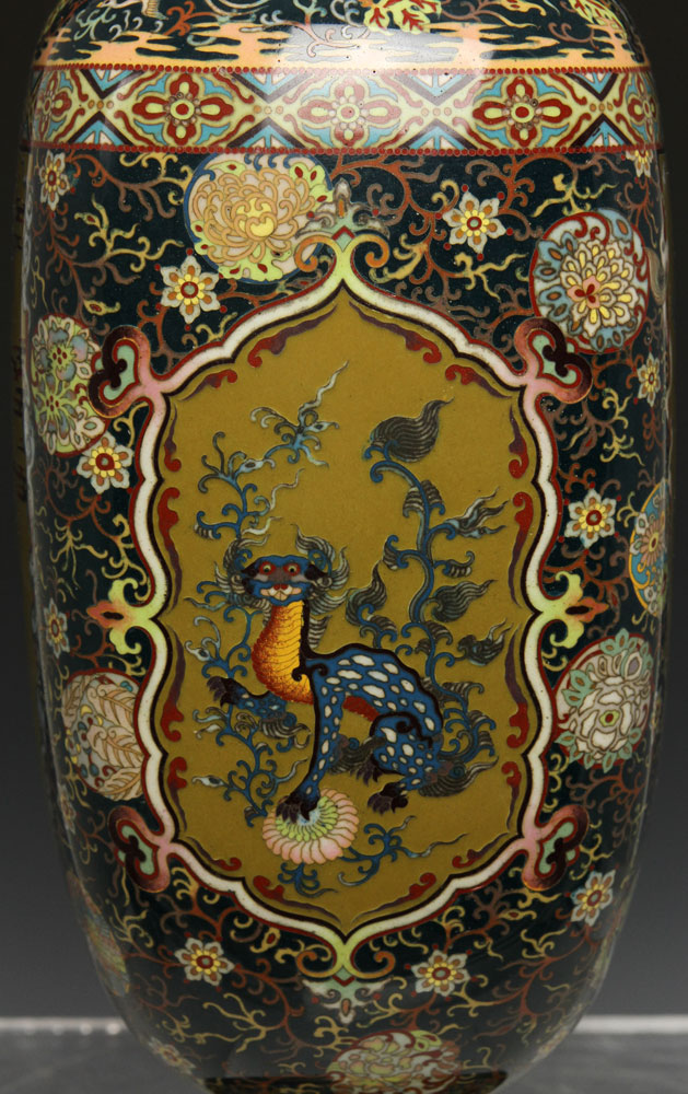 19th C. Japanese Cloissone Vase Vase, Japan, Meiji Period, 19th century, cloisonné over brass, - Image 4 of 11