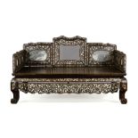 19th C. Chinese Bench Bench, China, 19th century, rosewood, with extensive mother of pearl inlay and