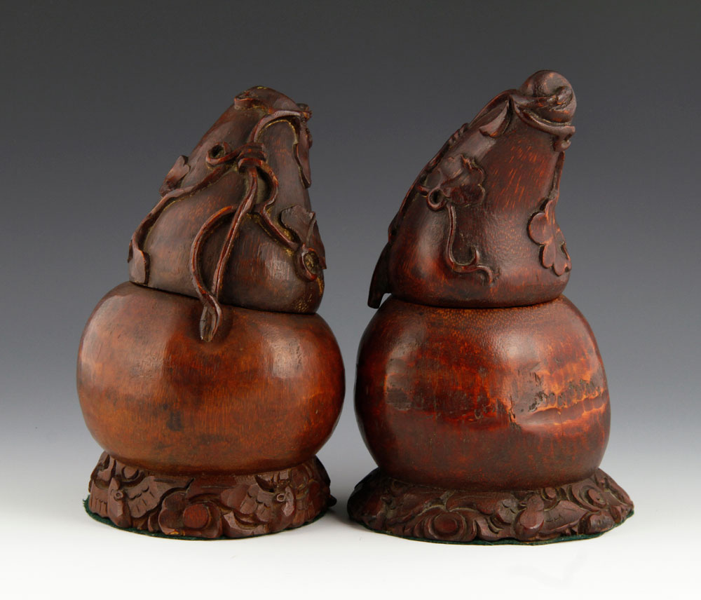 19th C. Chinese Bamboo Vessels Pair of vessels carved in the form of pears, China, 19th century,