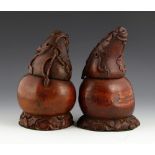 19th C. Chinese Bamboo Vessels Pair of vessels carved in the form of pears, China, 19th century,