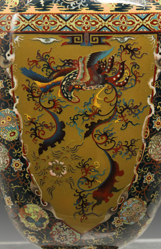 19th C. Japanese Cloissone Vase Vase, Japan, Meiji Period, 19th century, cloisonné over brass, - Image 3 of 11