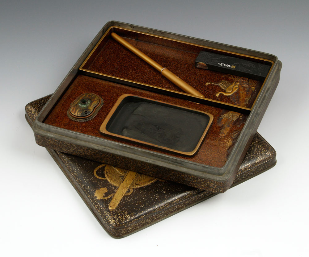 19th C. Scholar's Writing box Scholar's writing box, Japan, 19th century, lacquered wood, 1 3/4" h x