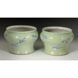 Pair of Celadon Vases Pair of vases, China, Republic period, porcelain, with celadon glaze,