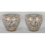 Pair of Chinese Famille Rose Fish Bowls Pair of famille rose fish bowls, China, exterior decorated