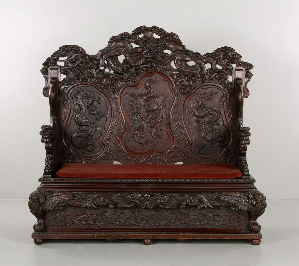 19th C. Japanese Bench Bench, Japan, 19th century, keyaki wood, with lift top seat and storage - Image 12 of 15