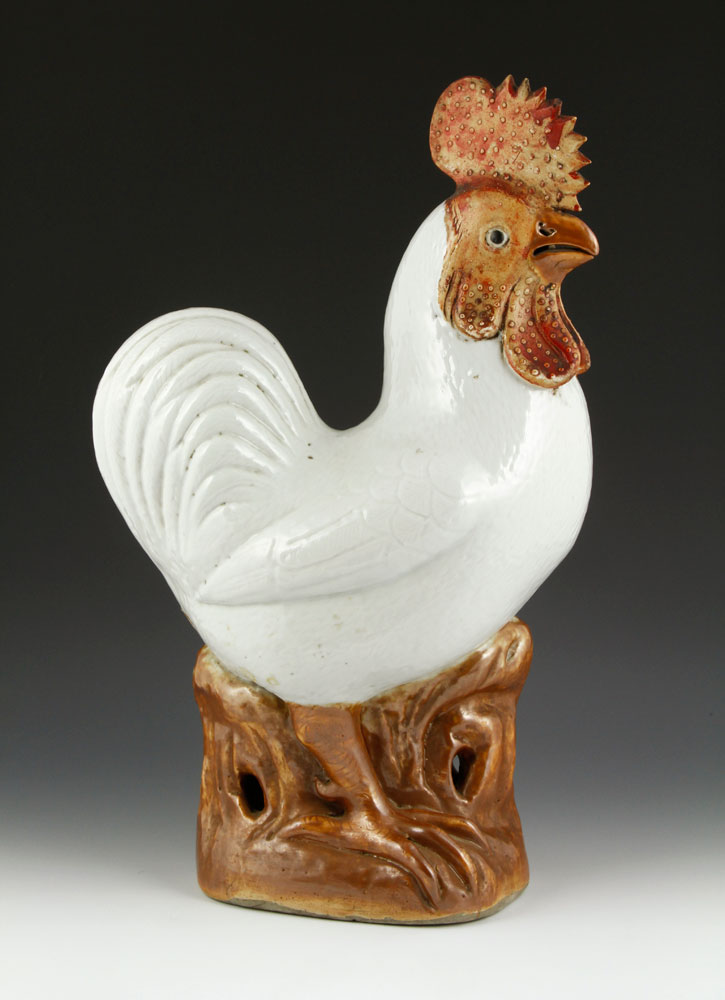 18th C. Chinese Rooster Figure of a rooster, China, 18th century, ceramic, 18 1/4" h x 11 1/2" w x 7