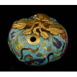 Chinese Water Dropper Water dropper, China, Qianlong period, cloisonné over brass, 1 1/2" h x 2 3/8"