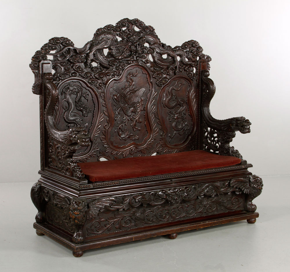 19th C. Japanese Bench Bench, Japan, 19th century, keyaki wood, with lift top seat and storage - Image 2 of 15