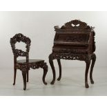 19th C. Japanese Secretary Desk and Chair Secretary desk and chair, Japan, 19th century, cherry