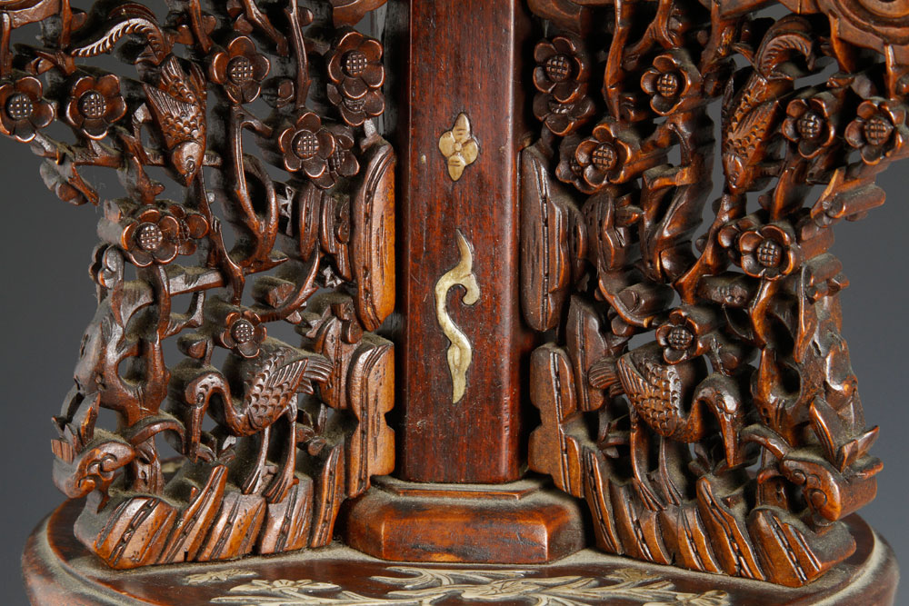 19th C. Chinese Miniature Table Miniature table, China, late 19th century, rosewood, with inlaid - Image 10 of 10