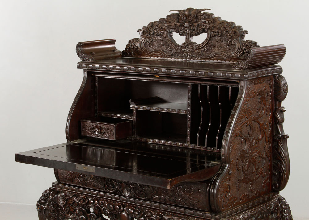 19th C. Japanese Secretary Desk and Chair Secretary desk and chair, Japan, 19th century, cherry - Image 7 of 8