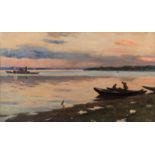 Khoroshi Eduard Ilich (Russian, b.1931) The Volga. Evening. 1955 Canvas, oil 43,3 x 74 cm