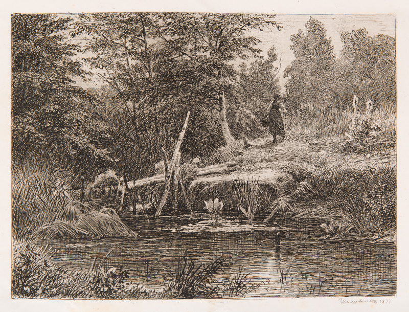 Shishkin Ivan Ivanovich (Russian, 1832-1898) Bridge 1873 Paper, etching 16 x 22,3 cm