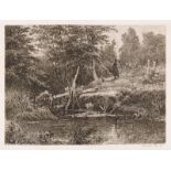 Shishkin Ivan Ivanovich (Russian, 1832-1898) Bridge 1873 Paper, etching 16 x 22,3 cm