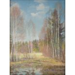 Kirikov Vasili Osipovich (Russian, 1900-1978) Autumn. Birches. 1965 Cardboard, oil 37,1 x 28 cm