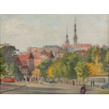 Livshits Tatyana Isaakovna (Russian, 1925-2010) Tallinn. Central square. 1962 Canvas on cardboard,