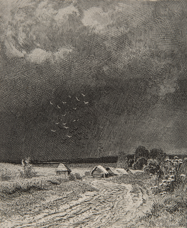 Shishkin Ivan Ivanovich (Russian, 1832-1898) Before the storm  1873 Paper, etching 11,7 x 9,7 cm