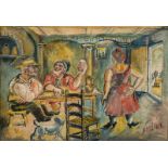 Burlyuk David Davidovich (Russian, 1882-1967) At the tavern 1940-1950s Paper, charcoal,