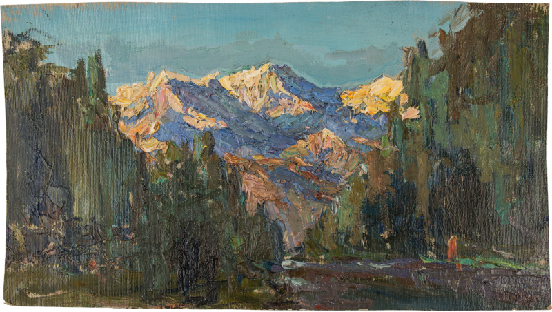 Bezikovich Boris Nikolaevich (Russian, 1917-1978) Tien Shan 1961 Cardboard, oil 25,4 ? 45,9 cm