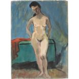 Akselrod Meer Moiseevich (Russian, 1902-1970) Naked on the blue background 1960s Paper, gouache 50,3