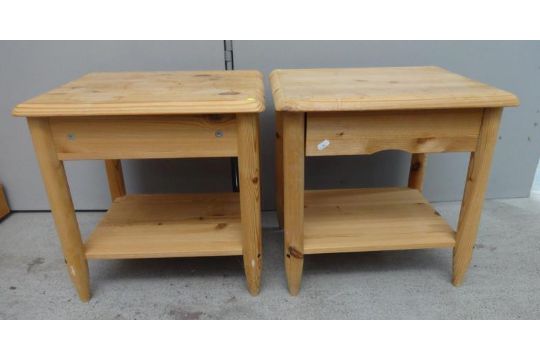 Pair Pine 2 Tier Lamp Tables (2) - Image 1 of 2