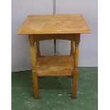 Golden Oak 2 Tier Side Table on turned supports
