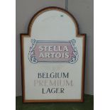 Stella Artois Belgium Premium Lager Sign with domed top, red, gilt & black frame