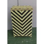 1960's Black & Yellow Chevron Design Woven Plastic Laundry Bin