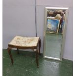 Silver Metal Effect Framed Hall Mirror & Saddle Seated Dressing Table Stool on cabriole pad footed