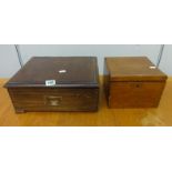 Mahogany Box with hinged cover & Square Mahogany Box with hinged cover & divided interior (2)