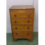 Tall Oak Chest of 4 Drawers with decorative frieze