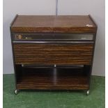 Ekco Hostess Trolley with rosewood effect finish, stainless steel tops, pull-down front