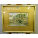 Late C19th Watercolour Bridge over river, signed Thompson, dated 1892