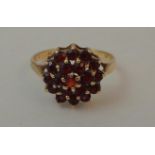 Ladies 9ct Gold Garnet Cluster Ring, size K