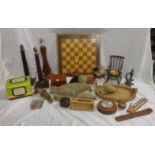 Double Sided Chess Board, wooden table lamps, soft toys, barometer, box camera, viewer, flash gun