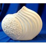 Kaiser Porcelain Vase marked 0685 embossed with swirls & flower heads
