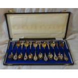 12 Silver Plated Souvenir Spoons in fitted case, dedication Jersey 1988