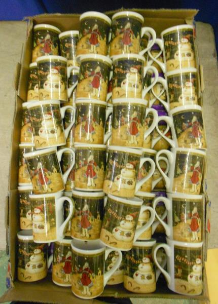 Boxed New Christmas Mugs & 46 Loose Cups