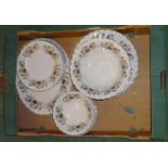 Myott Staffordshire Part Dinner Service decorated with autumnal leaves & flowers, crenelated rim