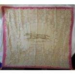 Large Silk Scarf with print Derby winners from 1780 to 1903 & racehorse Rock of Sand by Sainofin