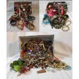 Costume Jewellery, ropes of beads, mainly odd earrings, some pairs & necklaces, bangles etc.