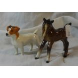 Beswick Model No. 2109 Jack Russell Terrier, small, white with tan head, gloss, designer Arthur