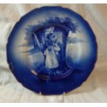 Royal Doulton Blue Children Plate Young Boy & Girl standing by tree with gilt border, approx. 10 1/