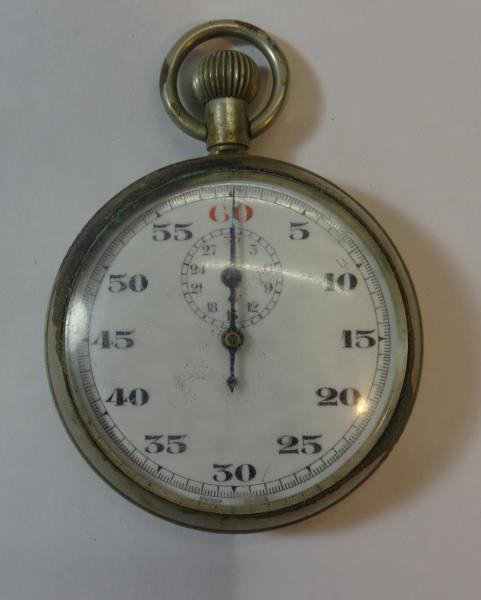 Nickel Plated Early C20th Stopwatch with knurled top winder