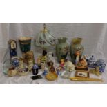 Pair Glass Vases, table lamp, figurines, goblet style vase, etc. (2 Boxes)