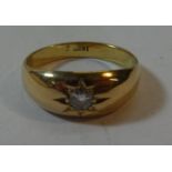 18ct Gold Band set solitaire diamond, size L