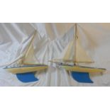2 Blue & White Hulled Pond Yachts by Star SY/4 (2)