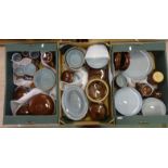Denby Stoneware, brown glazed with blue interior inc. 5 dinner plates, 9 side plates, 12 tea plates,