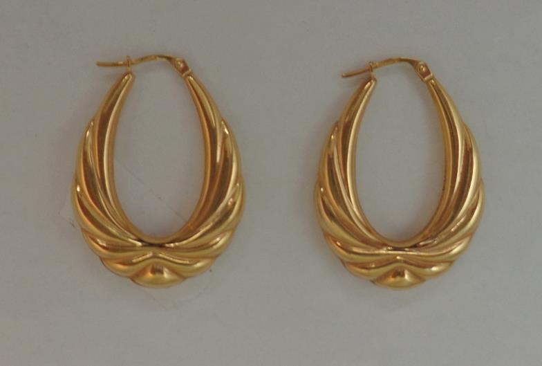 Pair Ladies 9ct Gold Hoop Earrings